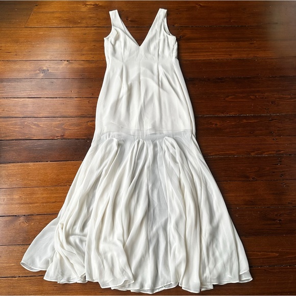 Abercrombie Plunge Godet Skirt Maxi Dress in Ivory Cream - Picture 5 of 9